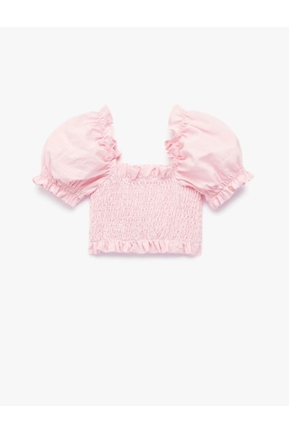 Koton Gipeli Balon Kollu Crop Pembe Kız Bebek Bluz 6smg60041aw Pembe