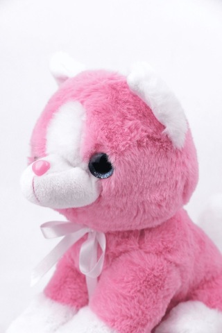 Peluş Oyuncak Oturan Kedi Çift Renkli 30 Cm Pembe - Beyaz
