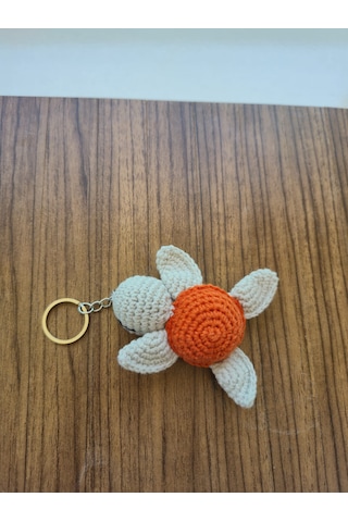 Kaplumbağa Anahtarlık 3 Adet Amigurumi Beyaz - Turuncu