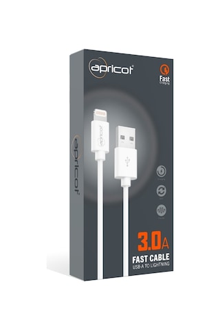 Apricot Apc-s220l 1 Metre Qc3.0 Lightning Beyaz Hızlı Data + Sarj Kablosu Şarj Kablosu
