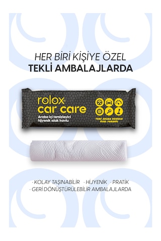 Rolox Car Care -50 Paket - Araba Içi Temizleyici Hijyenik Islak Havlu