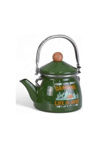 Camping Emaye Demlik Kettle Küçük 1.1 Lt Açık Krem
