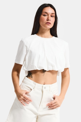 Itsbasic Kadın Kırık Beyaz S6-101 Crop Balon Fit T-shirt
