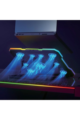 Gri Antrasit Ayarlanabilir Kademe Güçlü 2.400rpm Fanlı 14-19'' Uyumlu Notebook Soğutucu Stand