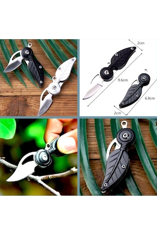Omeniv Tüy Yaprak Form Mini Kamp Çakı Kamp Bıçak Anahtarlık Outdoor Siyah