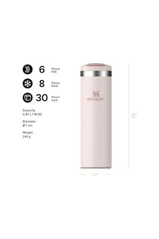 The Transit Fliptop Mug Termos Bardak, 0.47 L, Pembe Kuvars Rose Quartz