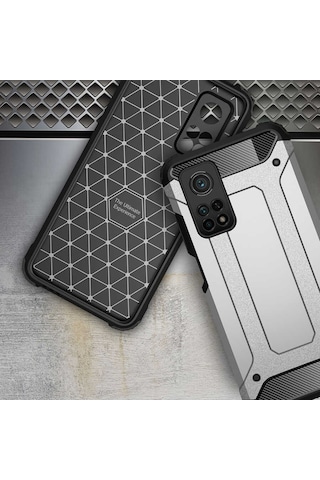 Noktaks - Xiaomi Mi 10t Pro 5g Uyumlu - Kılıf Çift Katman Zırh Tank Crash Military Kapak - Rose Gold