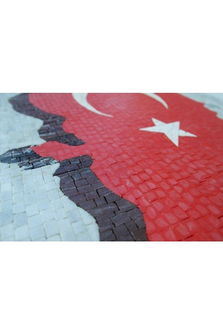 Mozaık Türk Bayrağı Mermer Tablosu
