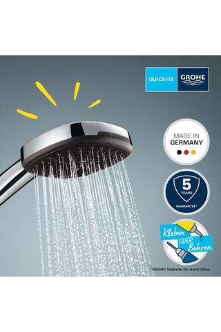 Grohe Vitalio Comfort 110 El Duşu Seti, 110mm Kare 3 Akışlı, Masaj, Yağmur Ve Jet Duşu, Duş Başlığı Tutucu, 1 Çok Renkli
