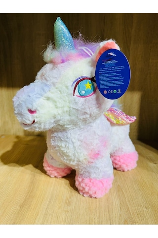 Peluş Unicorn Sevimli Unicorn 35cm Açık Gri