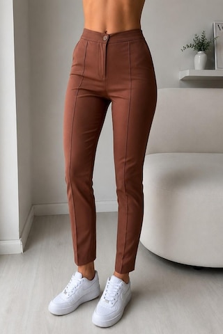 Fit Women Yüksel Bel Nervür Dikişli İspanyol Paça Pantolon 4622 -kiremit