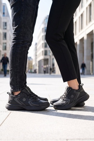 X-step Bağcıklı Hafif Rahat Siyah Unisex Yürüyüş Ve Spor Ayakkabı Sneaker 2032 G Siyah-siyah