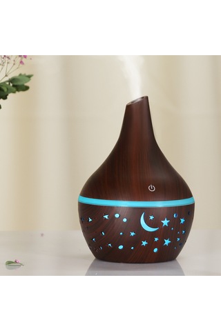 Monyee 300ml Aromaterapi Dağıtıcı, Koyu Ağacı Desenli, Gece Lambası Özelliği, 15-30 M² Kullanıma Uygun, 2w, 35db Sessiz Çalışma