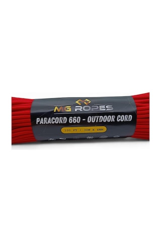 Mg Ropes Polyester Paracord İp 4 Mm Kırmızı 30 Metre Kırmızı