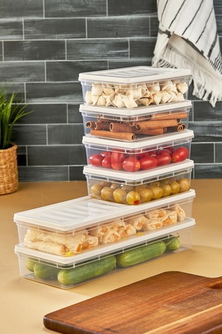 Multi Box 6 Lı Set Saklama Kabı Seti 2 Farklı Boy- Dondurucu & Mikrodalga Uyumlu Krem