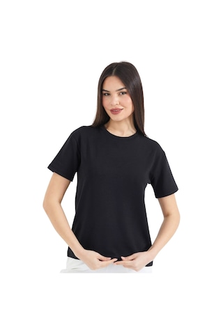 Thiff Gymwear Kadın Modal Kumaş Kısa Kolu Basic Tişört Siyah