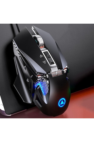 Yındıao G10 7200dpı 7 Modlu Ayarlanabilir 7 Tuşlu Rgb Işık Kablolu Metal Mekanik Sert Çekirdekli Makro Fare, Stil: Ses Sürümü Siyah Diğer