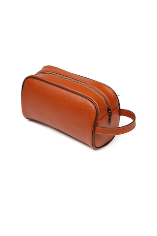 Newish Polo Erkek Deri Portföy Clutch Traş Kozmetik Bakım Ve Günlük El Çantası 14x24cm New171 - Taba