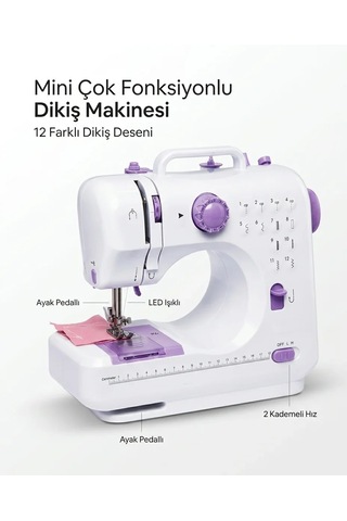 12 Farklı Dikiş Desenli Mini Dikiş Makinesi Diğer
