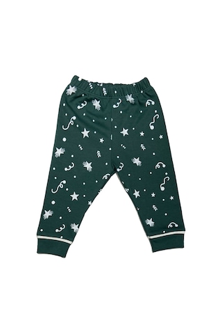 Babysena Yıldız Desenli Erkek Bebek Pijama Takımı Koyu Yeşil