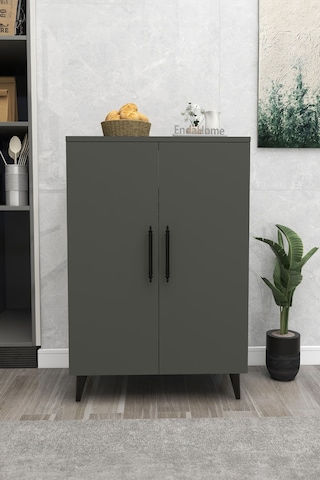 Pegasus 3 Raflı 2 Kapaklı Çok Amaçlı Dolap Mutfak Banyo Balkon Erzak Killer Dolabı - Antrasit