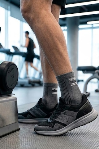 Socketta 3'lü Füme Erkek Spor Pamuk Dikişsiz Esnek Patik Çorap - Premium Gri