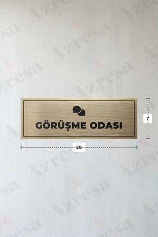 Görüşme Odası Yazılı - Metal - Gold Renk - Kapı İsimliği - 20x7 Cm