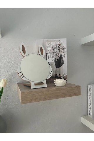 Masaüstü Beyaz Renk Hediyelik Dekoratif Makyaj Aynasi,Tavşan Kula