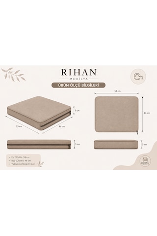 Keten Fitilli 53x46 Cm Sandalye Ölçüsüne Uygundur. 4 Parça Sandalye Koltuk Minder Seti Krem
