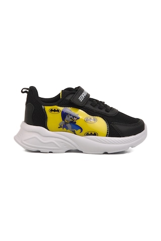 Siyah Sarı Fileli Cırtlı Unisex Çocuk Spor Ayakkabı Ruffon P Siyah-Sarı