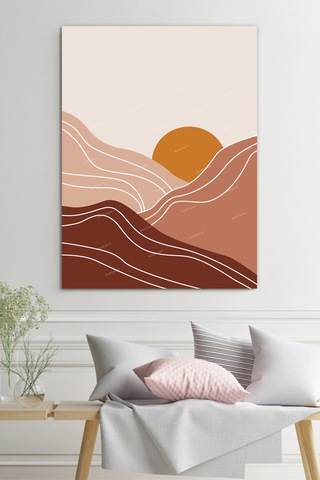 Minimalist Dağlar Boho Sanatsal Kanvas Tablo 70 x 100