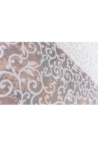 Desenli Çift Mekanizmalı Tül Stor Perde Beyaz