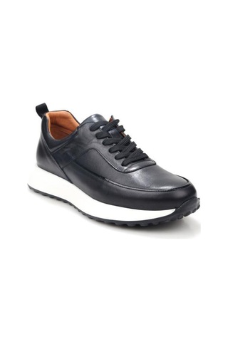 Papuçcity Pisagor Ps-5757 Erkek Hakiki Deri Sneakers Spor Ayakkabı Siyah
