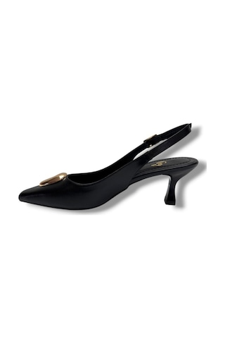 Gedik Pasha 26752-26 Cilt Gold Tokalı Kısa Topuk Kadın Stiletto 6cm Siyah