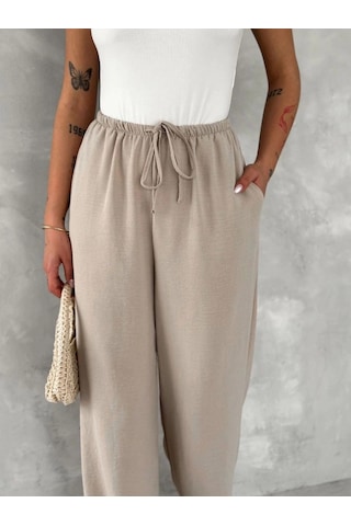 Freedom Storee Kadın Ayrobin Oversize Kadın Pantalon - Bej Çok Renkli