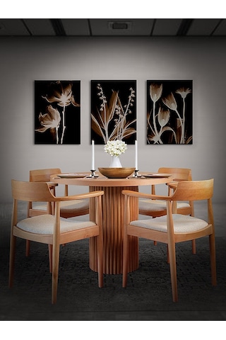 Sardes İskandinav Natural Ahşap Masa Sandalye Takımı 90x90 Natural