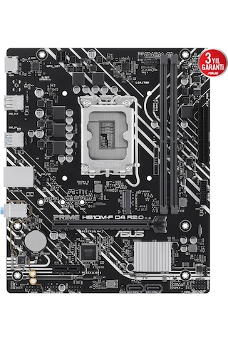 Asus Prıme H610m-f D4 R2.0, 2xddr4, M.2, Hdmı, 12-13.14.nesil, Lga1700 Soket, Anakart