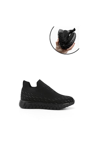 Gönderi(R) Gönderi R Siyah Triko Taşlı Memory Foam Tabanlıklı Comfort Sneaker Siyah