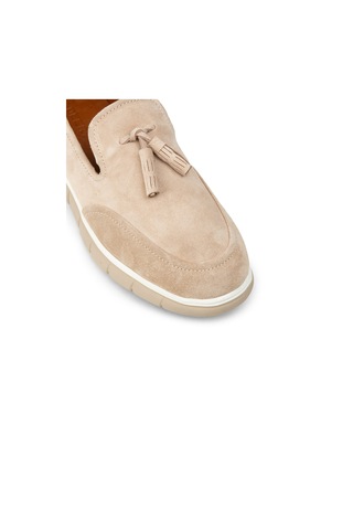 Deery Erkek Süet Bej Püsküllü Loafer Ayakkabı - 02048mbeje01