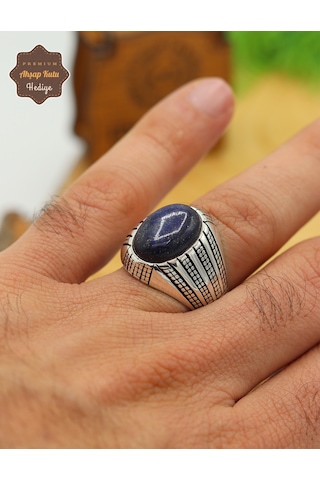 Lapis Lazuli Taşlı Başak Model 925 Ayar Gümüş Erkek Yüzük 201024895 Gümüş