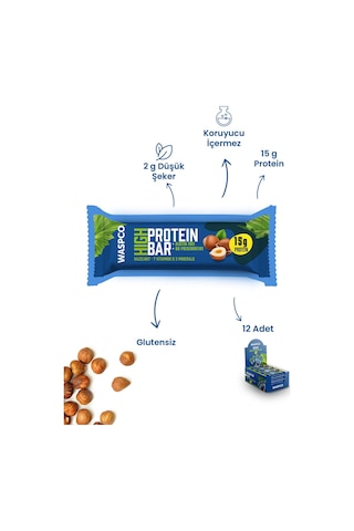 Waspco Co Yüksek Protein Bar - Fındıklı 50g X 12 Adet