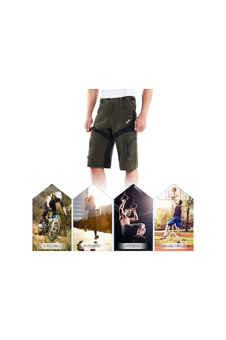 Arsuxeo Erkekler Bisiklet Şort Çabuk Kuruyan Nefes Açık Spor L Siyah