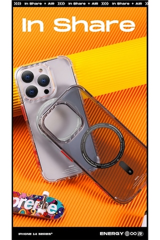 Rock Apple Uyumlu iPhone 14 Plus Air Serisi Magsafe Şeffaf Silikon Kılıf Siyah Siyah