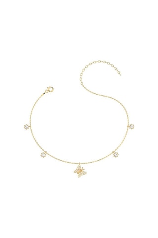 İndigo Takı Minik Kelebek Altın Kaplama Gümüş Halhal Çok Renkli