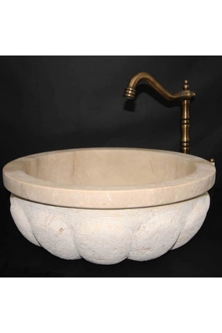 Traverten Kavun Dilimli Mucartalı Lavabo