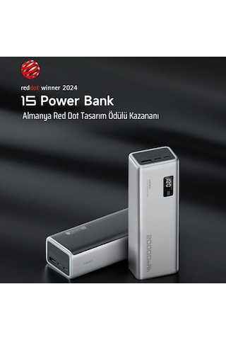 Cuktech 15 Powerbank 20000 Mah 150 W Pd3.1 Süper Hızlı Şarj 3 P Gri