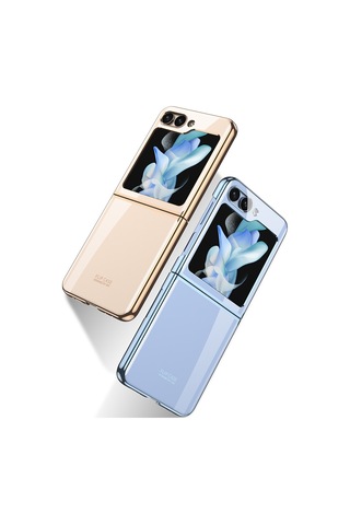 Samsung Uyumlu Galaxy Z Flip 5 Kılıf Zore Kıpta Lensli Kapak Mor