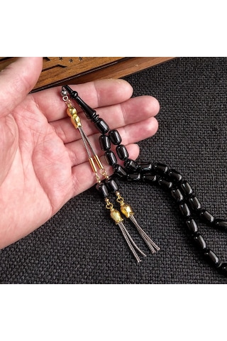 7x11 mm Siyah Ateşi Kehribar İsme Özel Tesbih