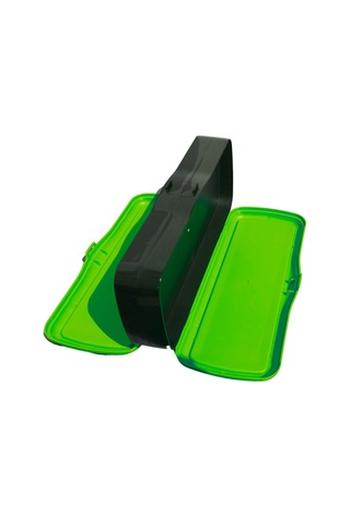 Plastik Çift Bölmeli Fonksiyonel Kalemlik Kalem Kutusu Yeşil