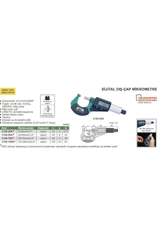 Insize 3109-25A Dijital Dış Çap Mikrometre